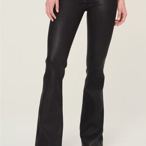 7 For All Man Kind Black Flared Leather Pants